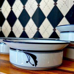 Set of 4 Vintage Dansk Blue & White Bowls - Japan